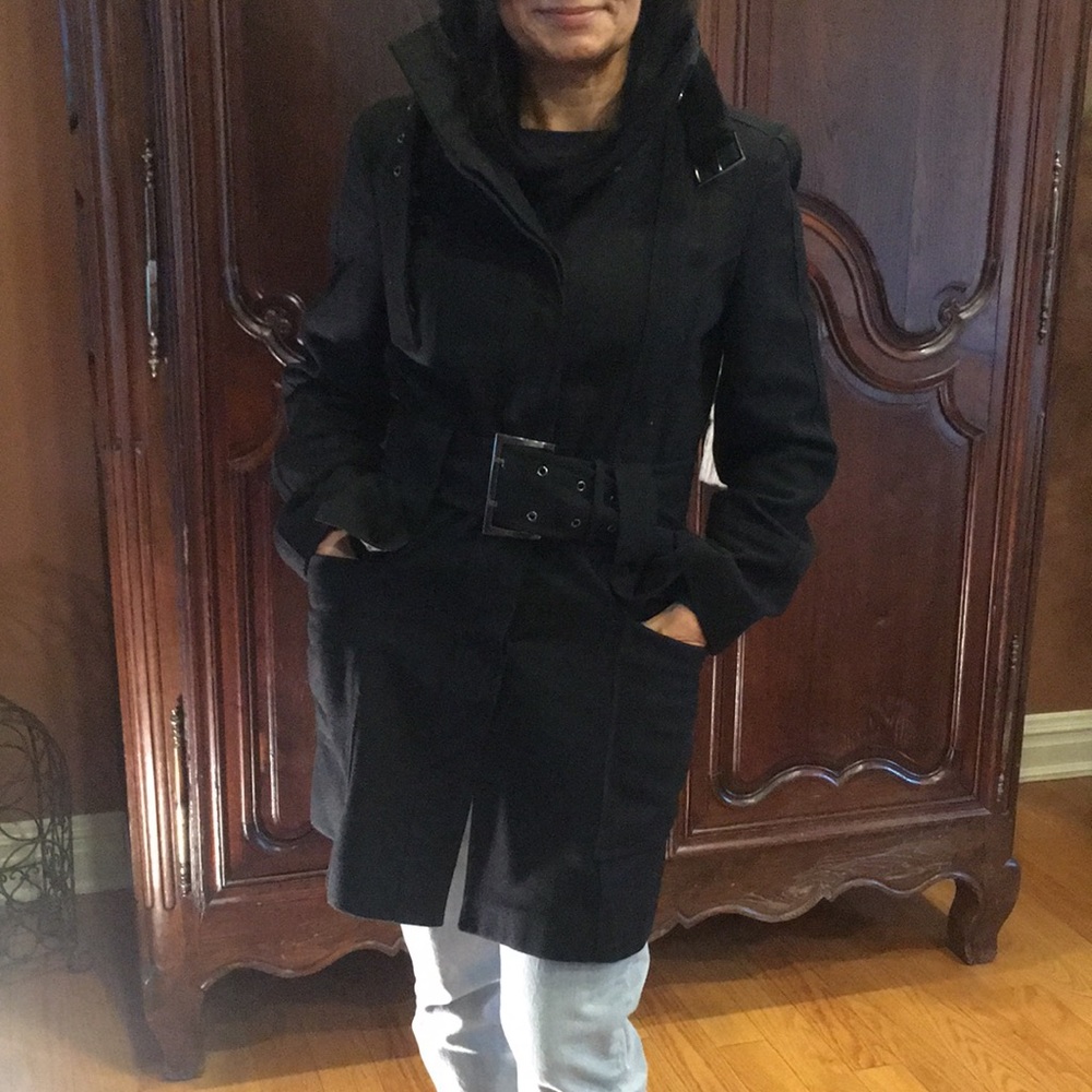 Zara Basic Black Coat above the knee